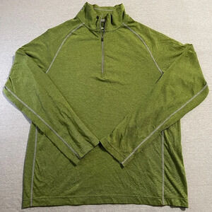 Cloudveil Activewear‎ Shirt Men Medium M  Zip Green Cotton Blend Long Sleeve